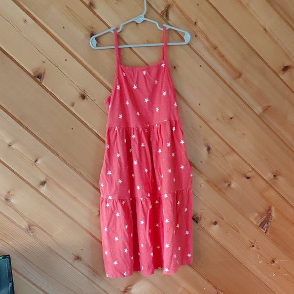 Primary Coral Starry Kids Dress - Picture 1 of 3